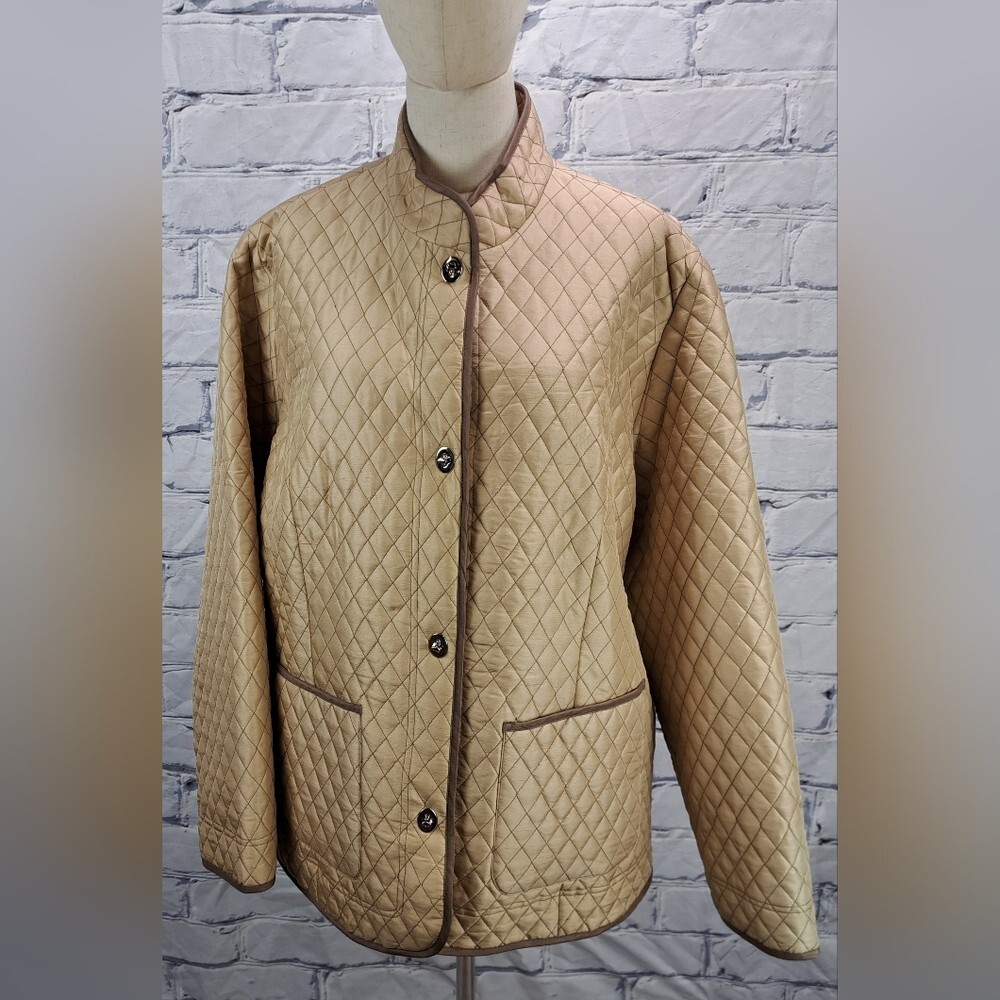 NWT SilkLand Vintage 90s 80s Women's Quilted Jacket Silk Stucco Lined Plus Sz 2X